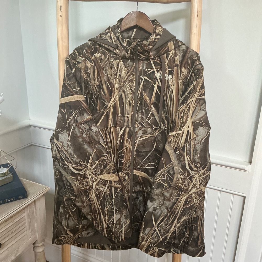 Magellan Outdoors Men 2XL Realtree MAX-7 Camo Full Zip Hooded Fleece Jacket